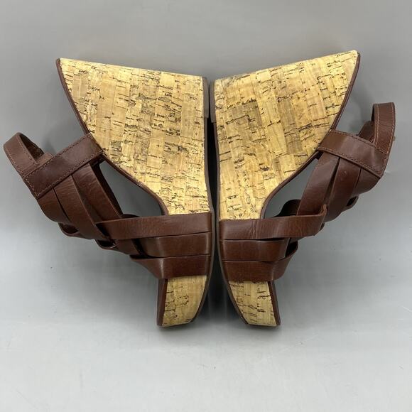 Tory Burch Shoes Womens Size 10M Leather Cork Wedge Sandals Strappy Slingback - Picture 6 of 10